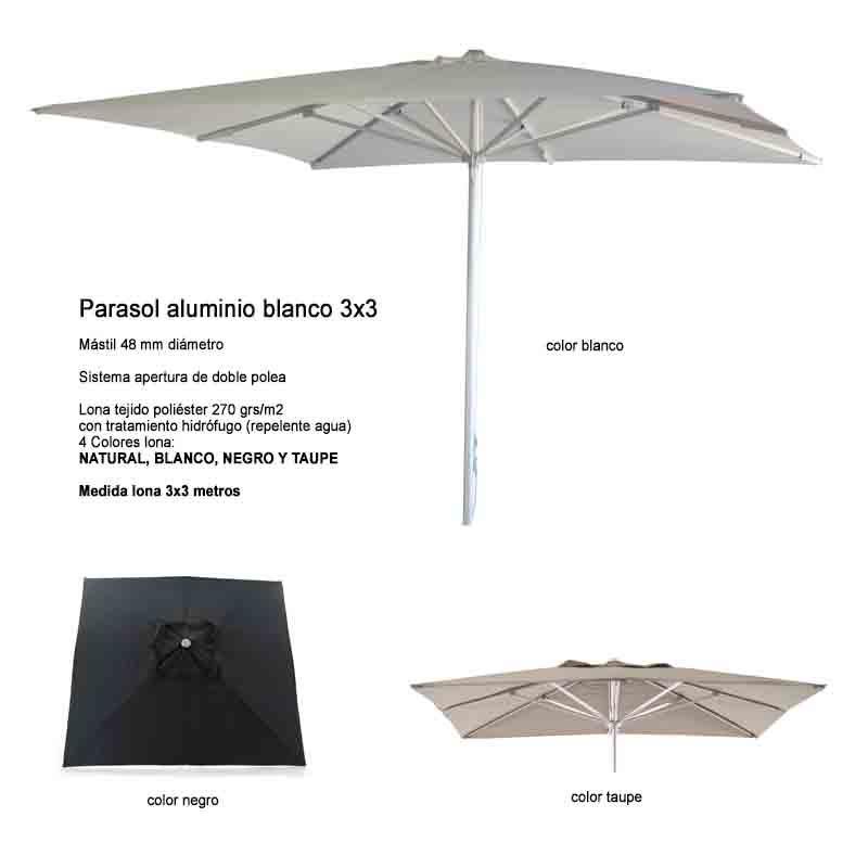 Parasol aluminio lona 300×300